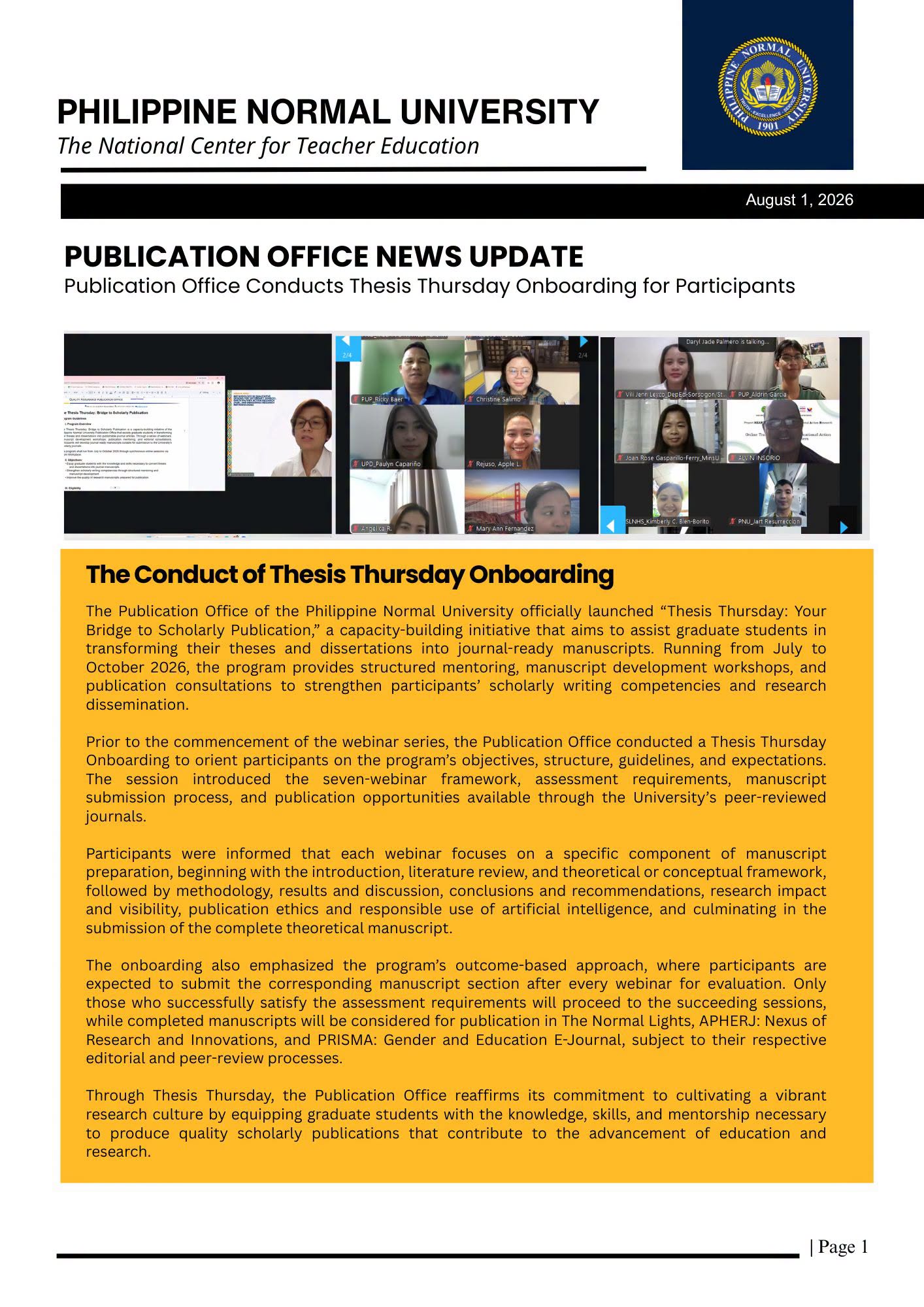 Thesis Thursday Onboarding