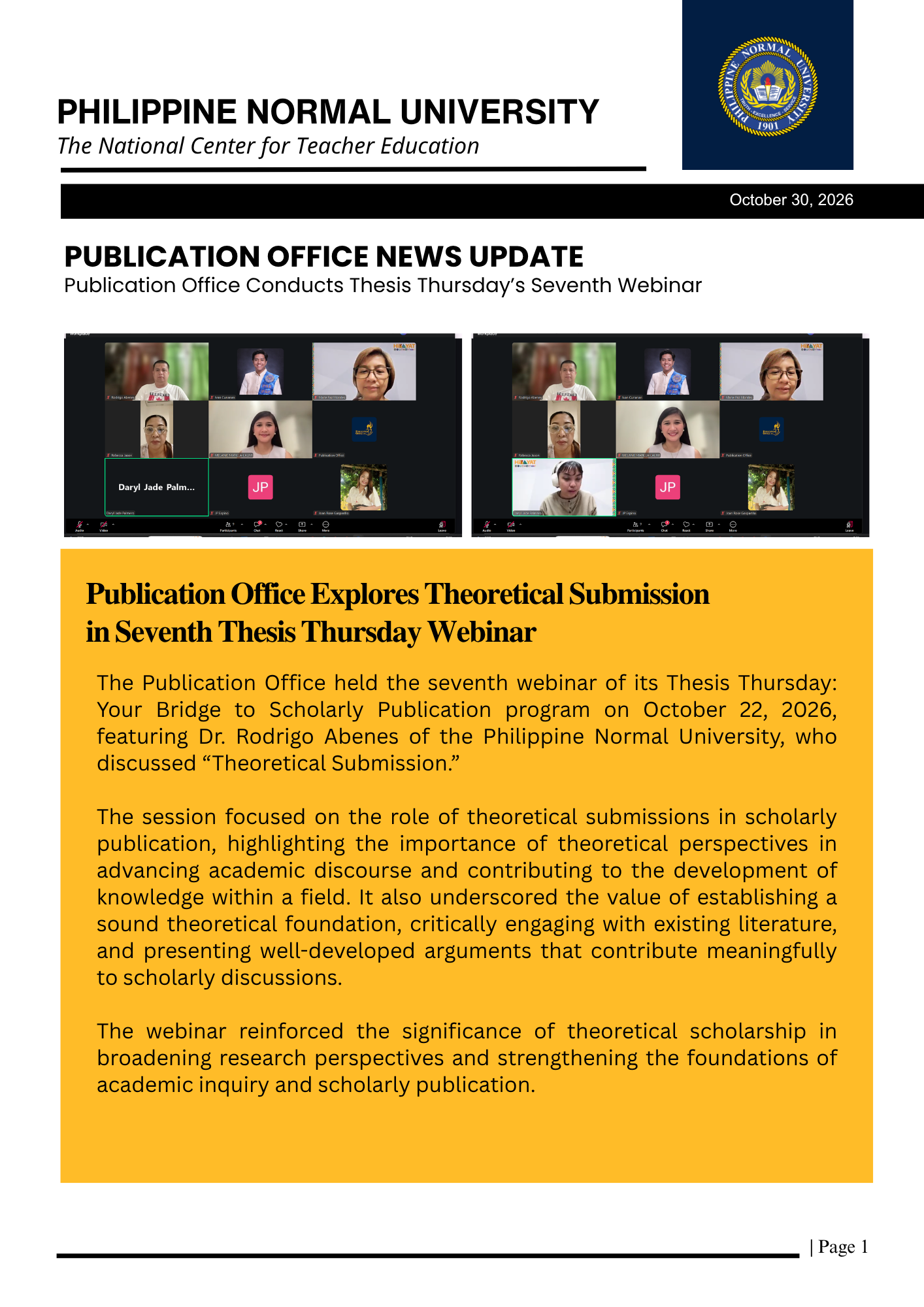 Thesis Thursday Webinar 7: Theoretical Submission, Recapped!